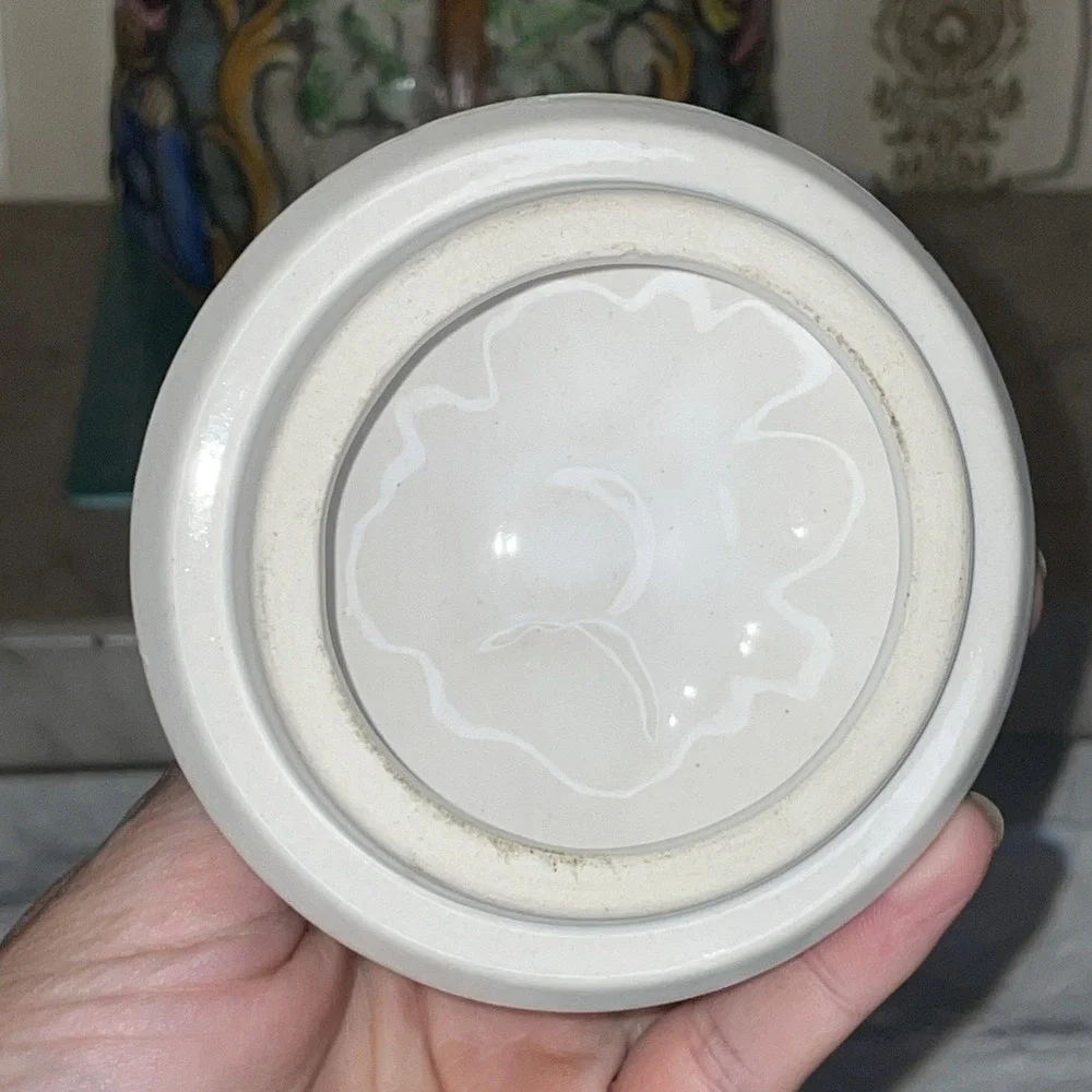 Vintage Ceramic Bavarian Biscuit or‎ Tobacco Jar | Hand Painted Lovers in Relief
